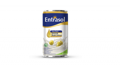 Entrasol Susu Steril is a canned sterilised milk formulated with olive fruit extract, calcium, omega-3 and 6, and vitamin D. 
